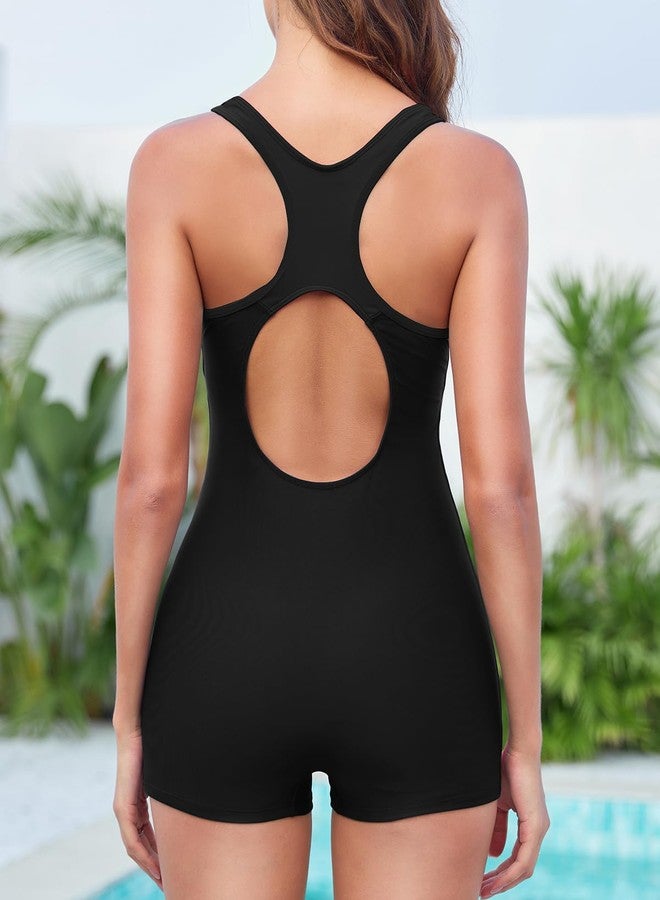 Holipick Women Black One Piece Swimsuits Boy Shorts Bathing Suit Teen Girls Athletic Boyleg Swimwear XXS - Image 3